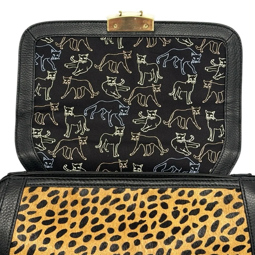 Vera Bradley Stella Mini Satchel Women's Leather Cheetah Black Shoulder Bag -New